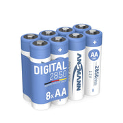 Ansmann AA Rechargeable Batteries [Pack of 8] 2850 mAh NiMH High Capacity AA Type Size Battery Digital Equipment's, Cameras, Flash Units, Speakers, Microphones, Silver