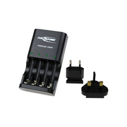ANSMANN Powerline 4 Smart AA & AAA Battery Charger For NiMH NiCD Rechargeable Batteries with UK Plug and Multi LED Colour Display - Fast Individual Charging and Monitoring - 3 Yr Warranty
